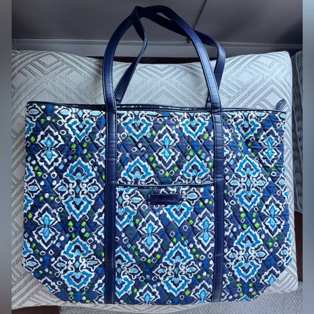 Vera Bradley Day Tote Travel Bag Shoulder Purse Ink Blue - Picture 2 of 7